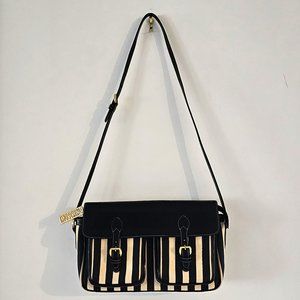 MOSCHINO Bag. Moschino by Redwall Vintage Cream & Black Striped Print